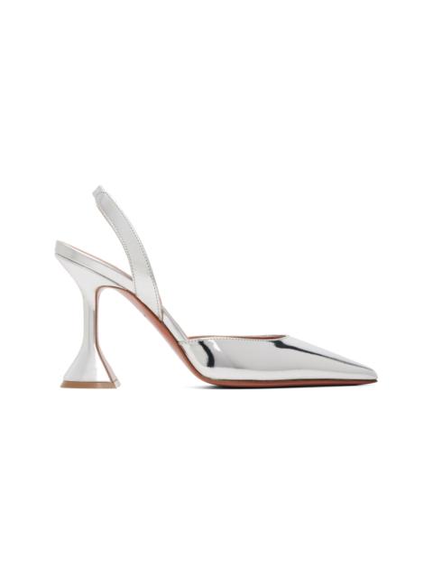 Amina Muaddi Silver Holli Sling 95 Heels