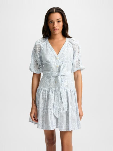 VERONICA BEARD BOBBIE EYELET MINI DRESS