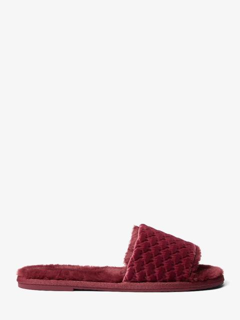 MICHAEL KORS Alexis Logo Debossed Velvet Slide Sandal