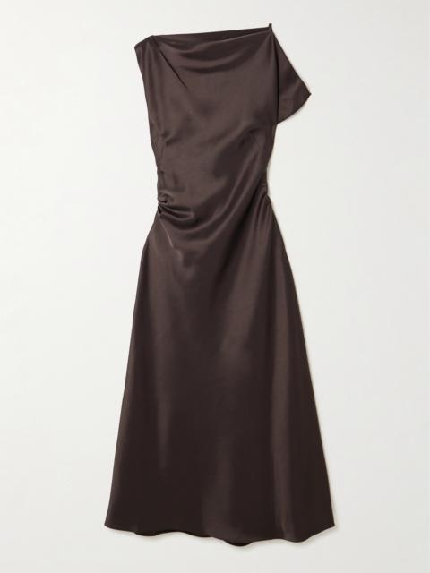 LA LIGNE Asymmetric Draped Satin Maxi Dress