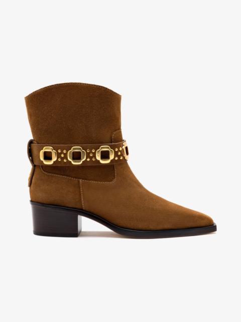 Larroudé Milan Rodeo Bootie In Russet Suede