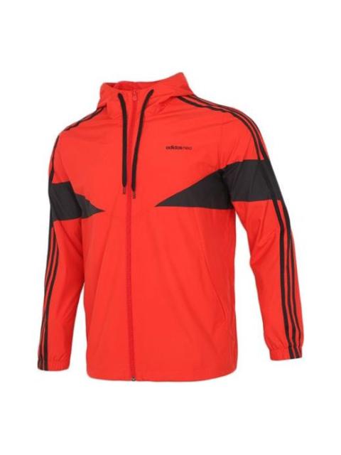 adidas neo Casual Sports Windproof Woven Hooded Jacket Red GP5708