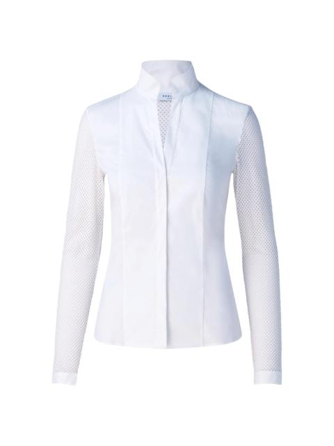 AKRIS Women's Elements Mesh-Sleeve Blouse - Cream
