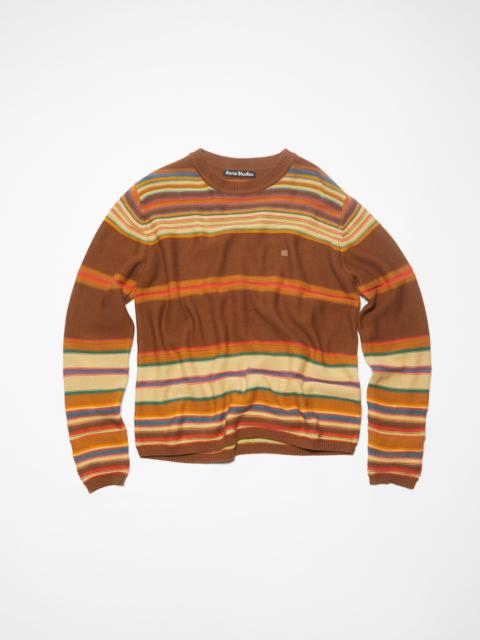 Crew neck knit jumper - Cinnamon brown/multi