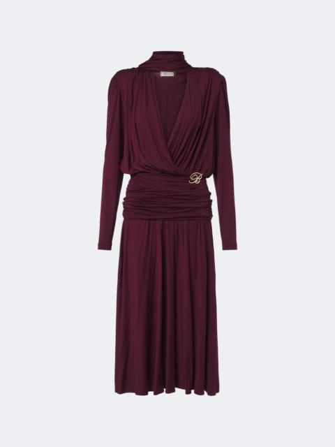Blumarine Draped tie-neck jersey midi dress