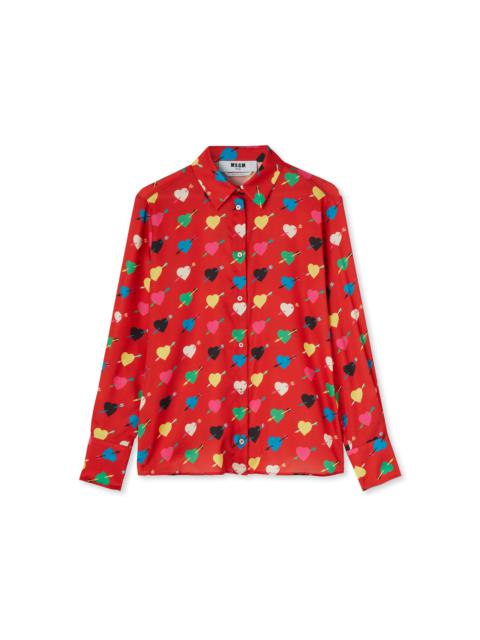 MSGM Shirt with "Arrowed Heart Print" motif