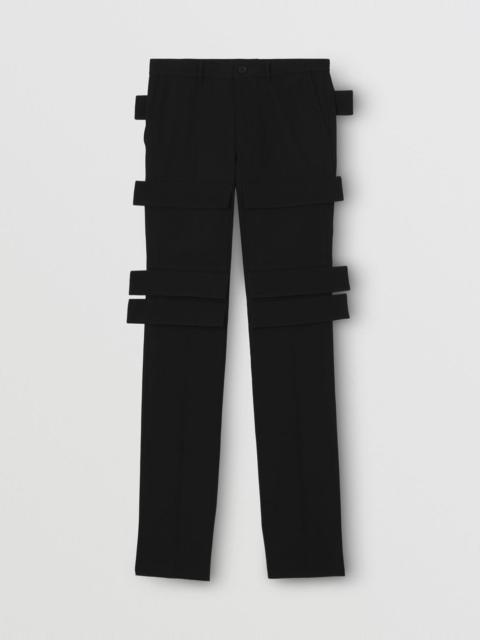 Burberry Panel Detail Grain de Poudre Wool Cargo Trousers