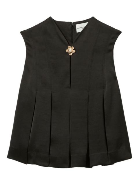 Claudie Pierlot pleated flower-embellished top