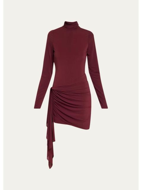 RONNY KOBO Morwen Draped Stretch Jersey Mini Dress