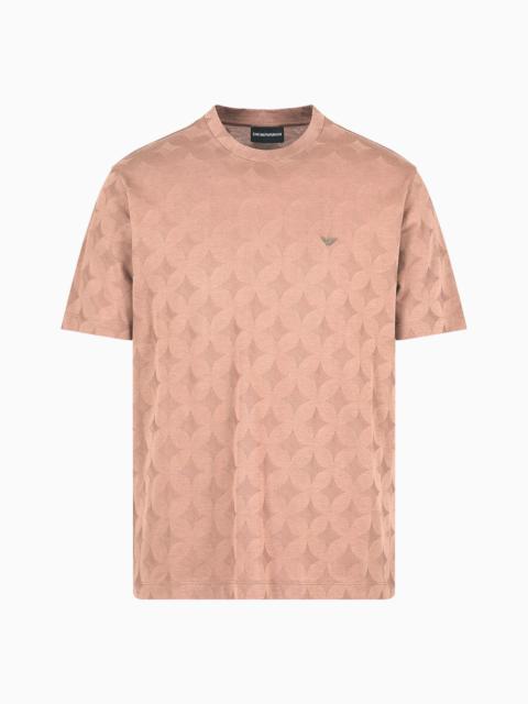 Jersey T-shirt with all-over jacquard graphic design motif