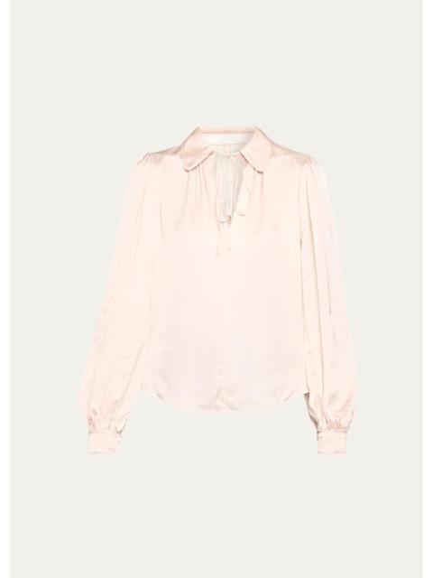 Alice + Olivia Roanne Tie-Front Satin Blouse