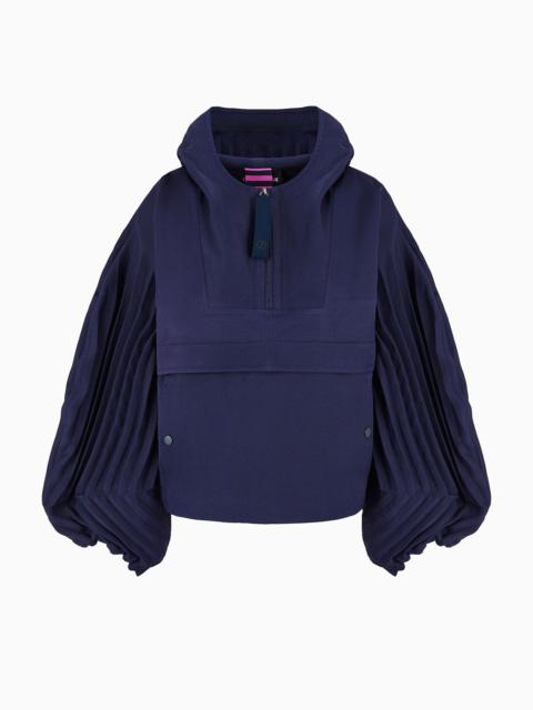 GIORGIO ARMANI Technical gabardine sweatshirt with pleated sleeves