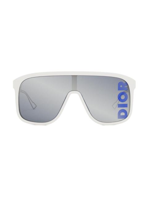 Dior Men's DiorFast M1I Shield Sunglasses - Ivory Blue Mirror