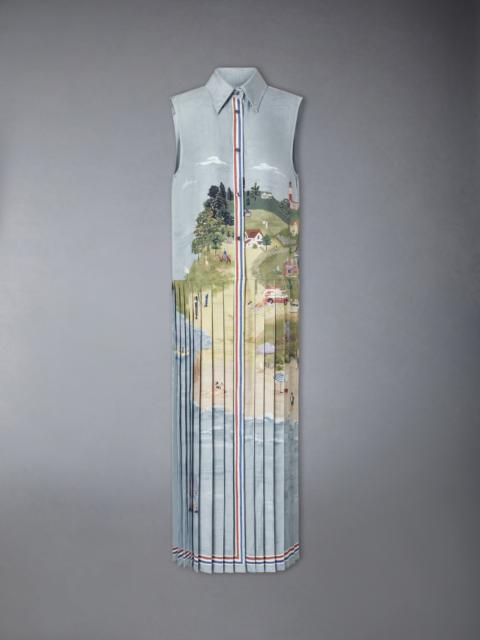 Thom Browne NANTUCKET SCENIC SILK TWILL SHIRT DRESS