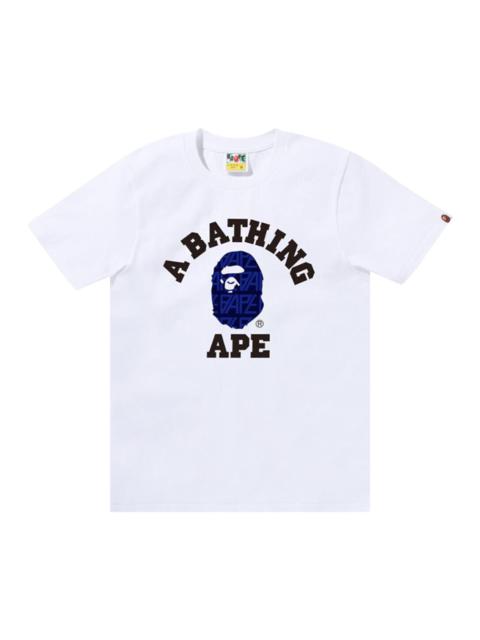A BATHING APE® BAPE Logo Monogram College Tee 'White/Navy'