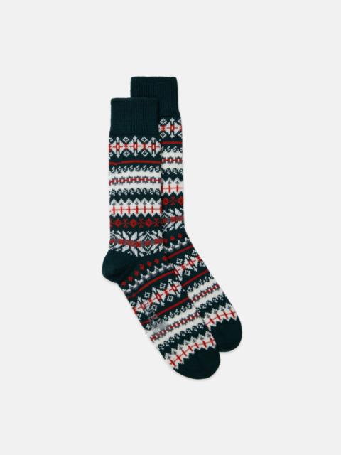 J. PRESS MADE-IN-ENGLAND GREEN FAIR ISLE WOOL SOCKS