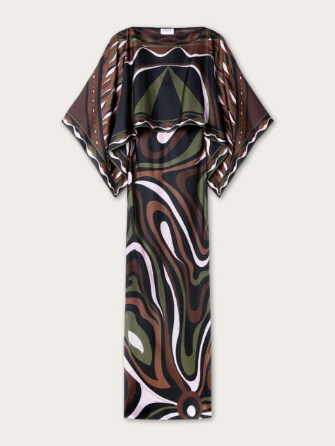 PUCCI MARMO PRINT SILK DRESS WITH CAPE