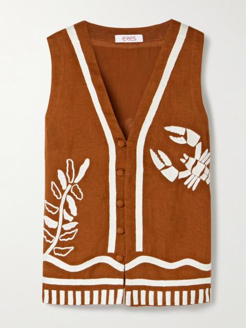 ERES Mermaid Oursin Embroidered Linen Vest