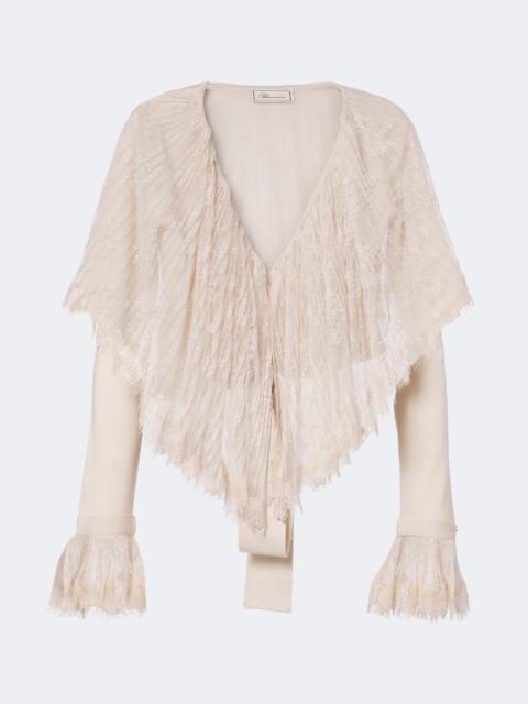 Blumarine Lace-trimmed virgin wool cardigan