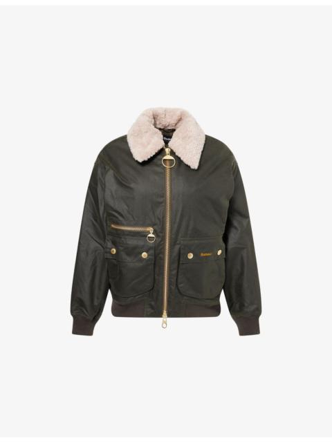 Barbour Maxine Faux-Fur-Collar Waxed-Cotton Jacket