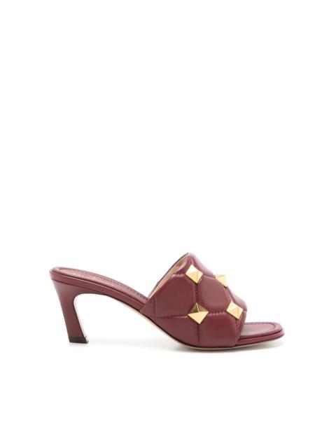 Valentino Antiqued pink leather Quiltie mules
