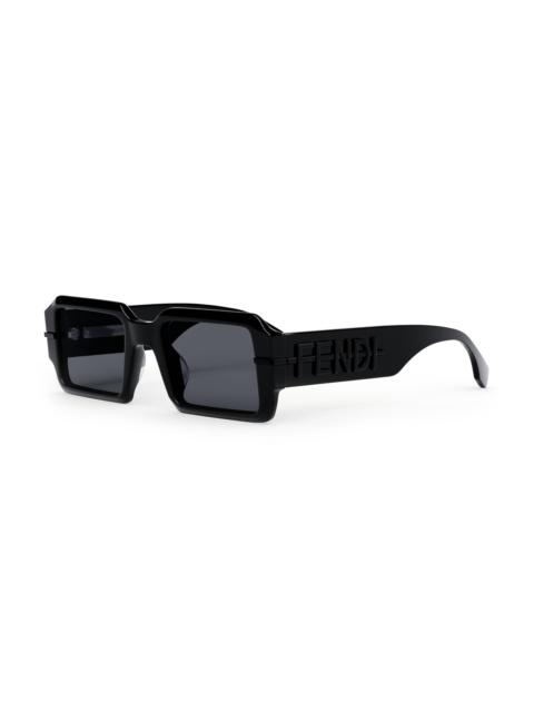 FENDI Rectangle Sunglasses Shiny Black and Smoke