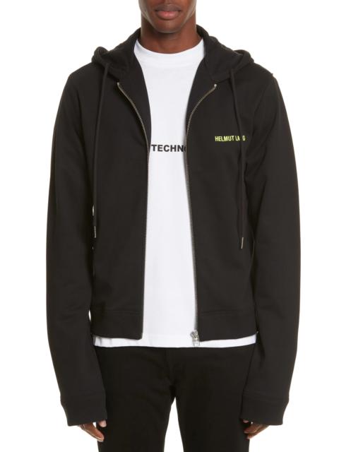 Zip Hoodie in Black/Lime