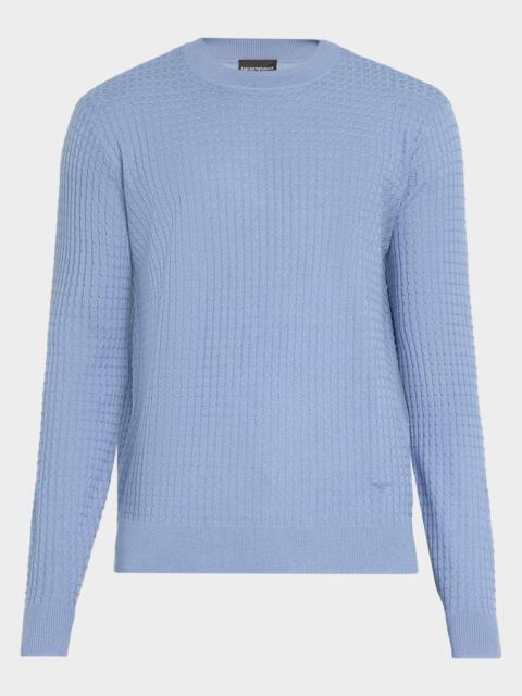 EMPORIO ARMANI Men's Wool Geometric Jacquard Crewneck Sweater