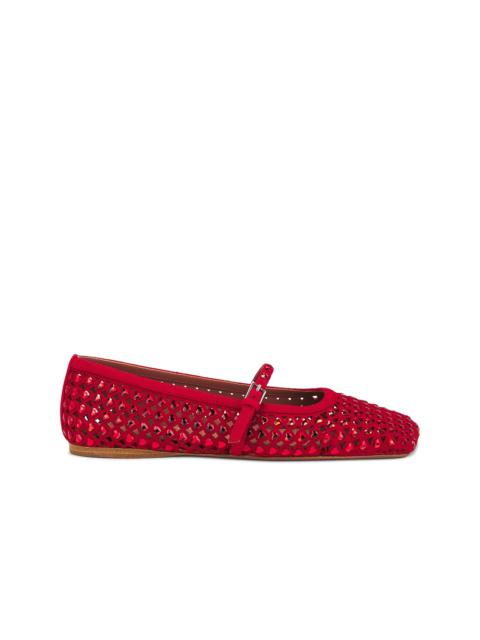 Amina Muaddi Ane Crystal Heart Flat