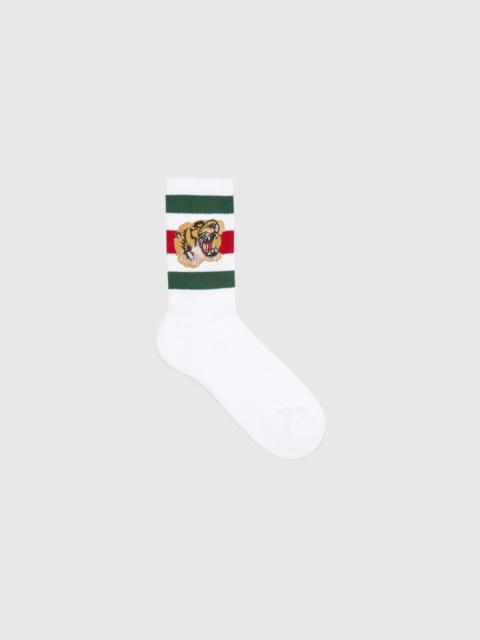 GUCCI Stretch cotton socks with tiger