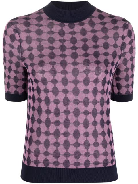 TORY BURCH geometric-print short-sleeve jumper