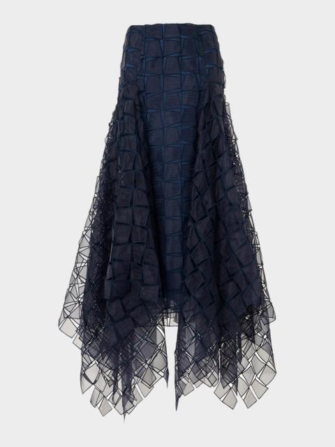 AKRIS Embroidered Organza Handkerchief Midi Skirt