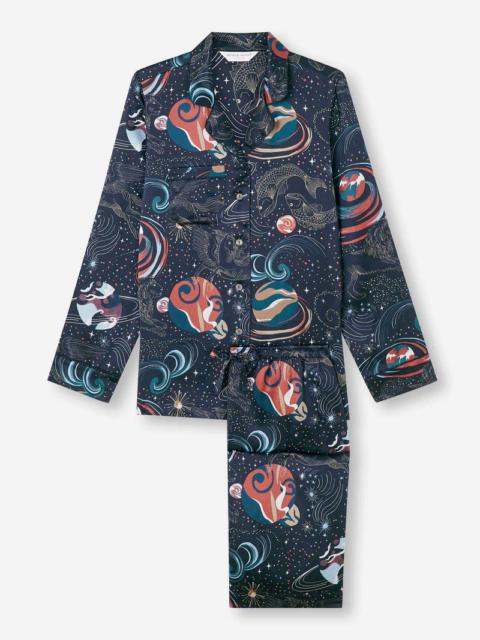 Derek Rose Women's Pajamas Brindisi 105 Silk Satin Navy