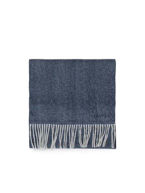 Lanvin herringbone-pattern fringed scarf