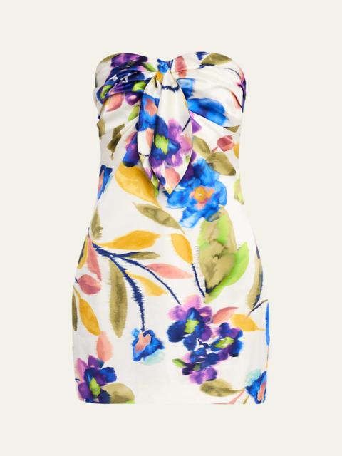 RAMY BROOK Orion Strapless Tie-Front Satin Mini Dress