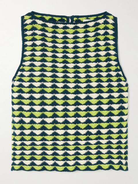 ESCVDO Motupe cropped scalloped crocheted cotton top Lime green