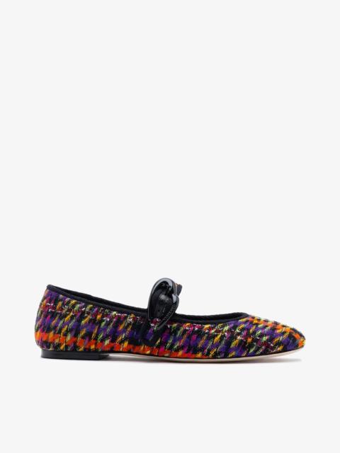 Larroudé Verona Ballet Flat Multicolor Printed Tweed