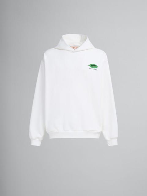 Marni WHITE BIO COTTON HOODIE WITH WORDSEARCH FLOWER PRINT