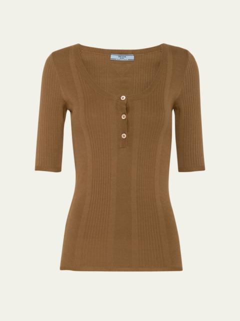 Slim Cotton Knit Shirt