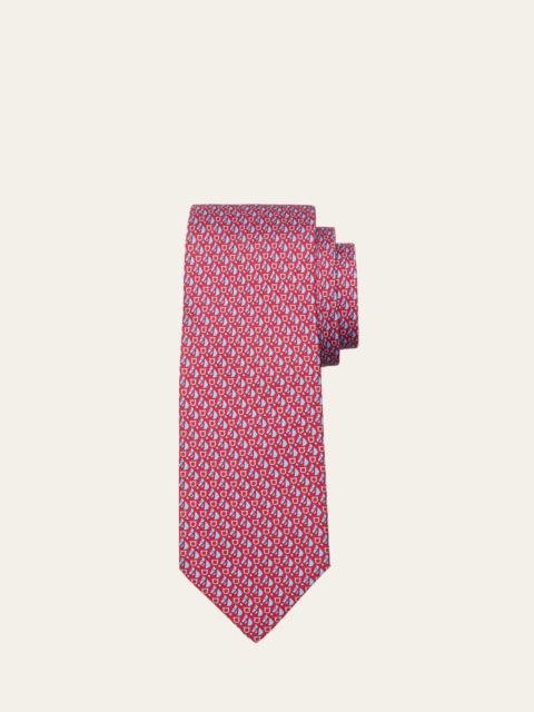 Men's Equestrian-Print Silk Tie