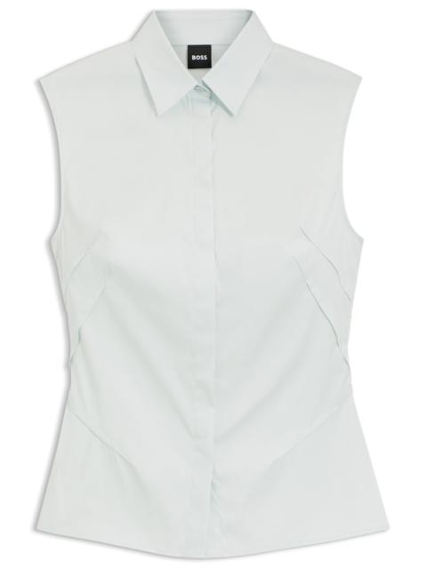 BOSS SLEEVELESS SLIM-FIT BLOUSE IN A COTTON BLEND