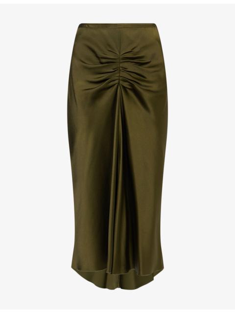 Victoria Beckham Bela Crepe-Back Satin Midi Skirt