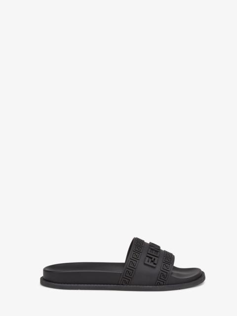 FENDI Fendace Black rubber  Logo sandals