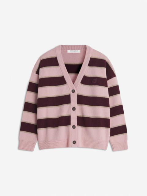 Maison Kitsuné BOLD FOX HEAD PATCH STRIPED CARDIGAN