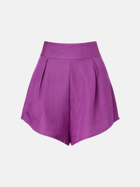 ADRIANA DEGREAS Pleated linen-blend shorts