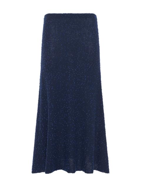 GABRIELA HEARST Sabine Knit Midi Skirt in Electric Navy Beaded Cashmere Silk