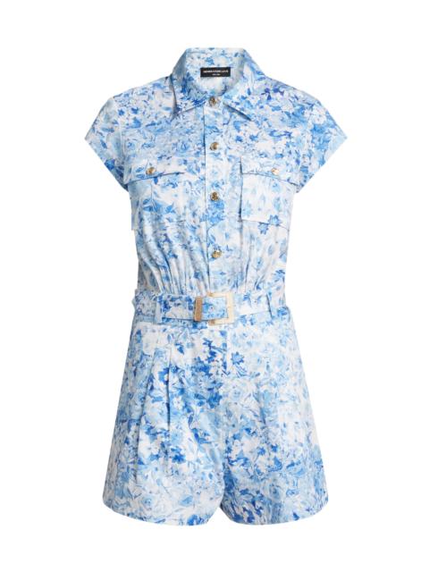 GENERATION LOVE Women's Morgan Floral Poplin Romper - Zesty Floral White Blue