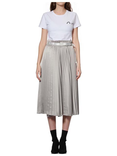 EVISU Denim Shorts with Asymmetric Pleated Skirt Overlay