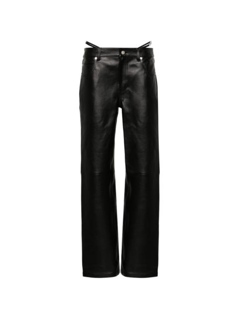 logo-embellished leather trousers