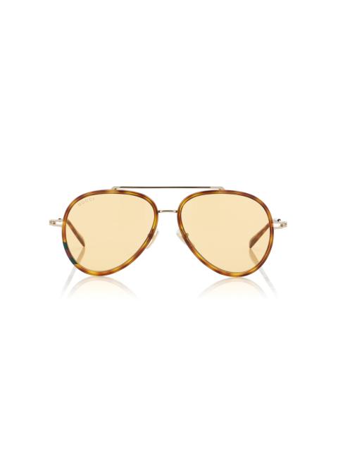 GUCCI Aviator-Frame Metal Sunglasses gold